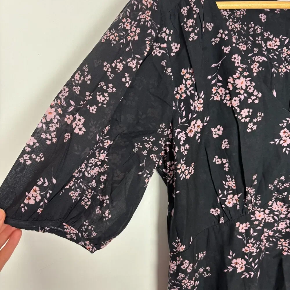 NWT Velvet Graham & Spencer India Printed Black Floral Dress Women’s Large Lined - Picture 9 of 9